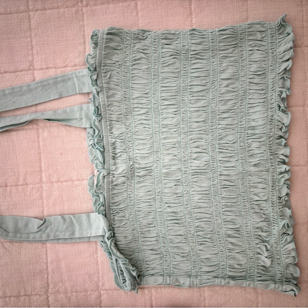 American Eagle Outfitters Mint Ruffled Crop Top